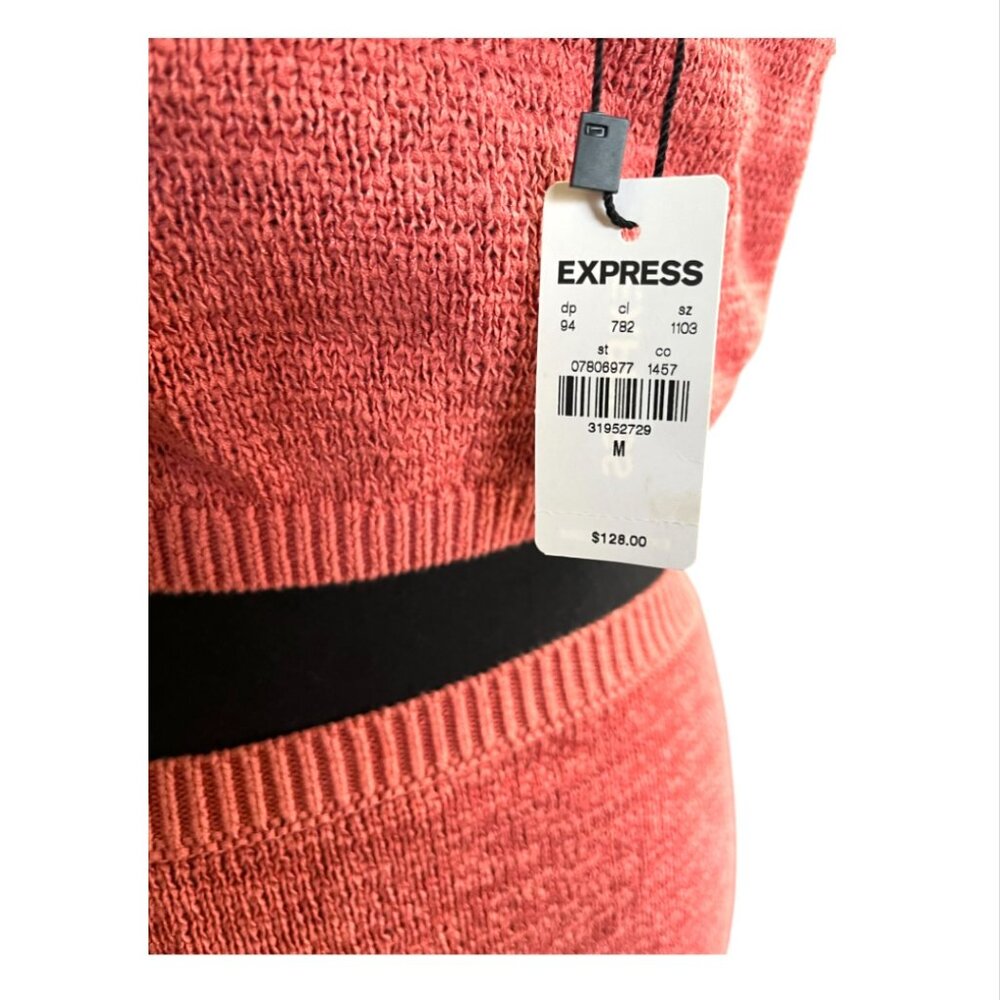 Express Women's Coral Blush Halter Knot Front Cutout Sweater Midi Dress - Picture 11 of 11